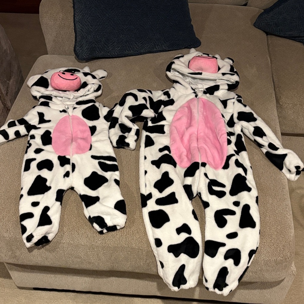 Cute Cow Print Kids Costume with Pink Accents
